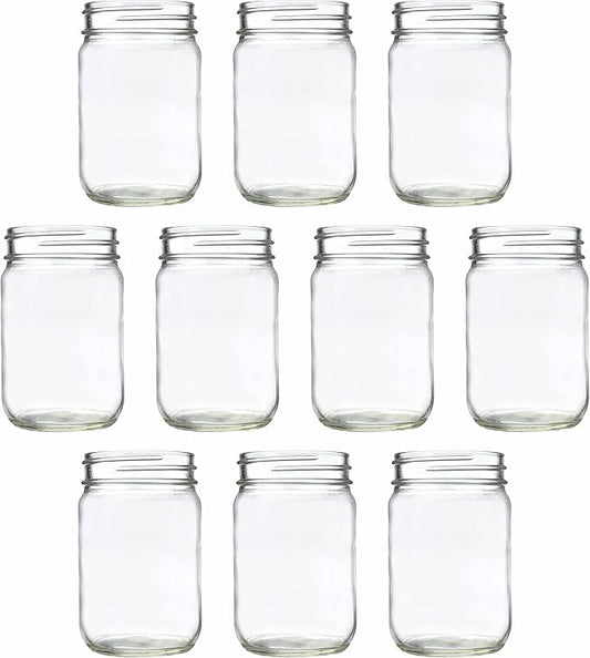 DISCOUNT PROMOS Decorating Mason Jars 12 oz. Set of 10, Bulk Pack - Glass Jars for Overnight Oats, Candies, Fruits, Pickles, Spices, Beverages - Clear