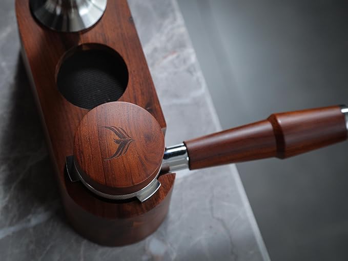 54mm Espresso Distribution Tool Stainless Steel Adjustable Rosewood Coffee Distributor Compatible with Breville Espresso Machine Accessories