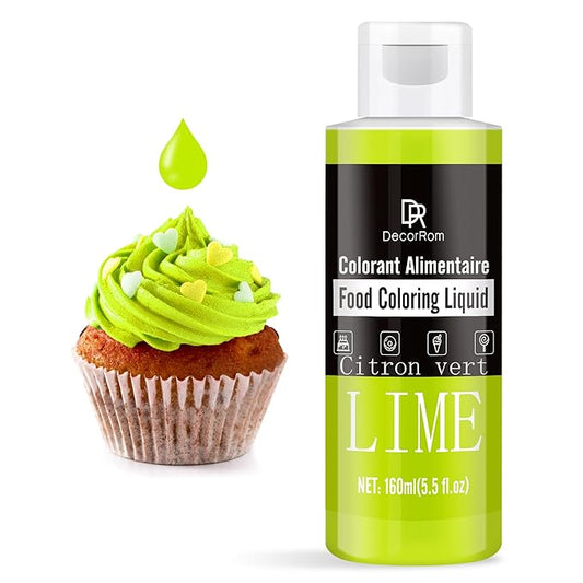 Food Coloring - Vibrant Liquid Icing Food Coloring Set for Baking, Cake Decorating, Easter Egg, Airbrush - Tasteless Food Color Dye for Fondant, Slime, DIY Crafts - 5.5 Fl.oz / 160ml Each (Lime)