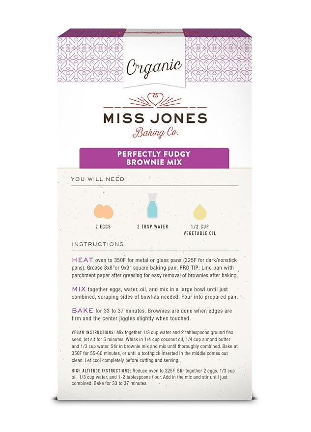 Miss Jones Baking Organic Fudge Brownie Mix, Non-GMO, Vegan-Friendly: Rich Cocoa (Pack of 3)