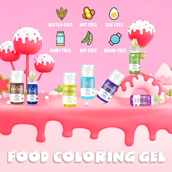 Gel Food Coloring - 4.5oz Vivid Food Coloring Gel for Baking, Cake Decorating, Cookie, Fondant, Macaron - Tasteless Concentrated Edible Food Color Dye for Icing, Slime, Drinks, DIY Crafts (Pink)