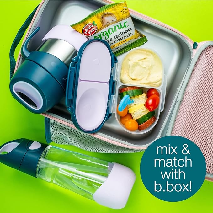 b.box Insulated Food Jar with Spork for Toddlers | Easy Open Container | Stainless Steel, 5hrs + of perfect temperatures | Dishwasher safe, BPA Free (Blue Slate, 11 oz)