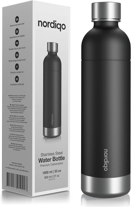 Stainless Steel Carbonating Bottle 33 oz | Compatible with Aarke Carbonator 3, Sodastream (Excl. model Aqua Fizz + Jet) and many others| Dishwasher Safe, No Expiration Date, BPA-Free