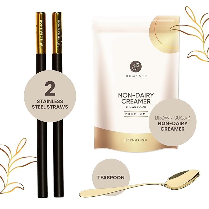 Boba Snob Boba Tea Making Kit, Bubble Tea Kit with Boba Gift Set, Boba Tea Maker Kit with Premium Loose Leaf Teas, Tumbler, Two Stainless Steel Boba Straws, Teaspoon, and Tapioca Boba Pearls (Large)