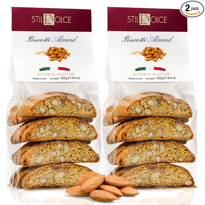 Italian Semi-Soft Almond Biscotti | Made in Tuscany, Italy | Stildolce Traditional Authentic Biscuits, Pack of 2