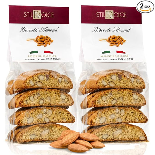 Italian Semi-Soft Almond Biscotti | Made in Tuscany, Italy | Stildolce Traditional Authentic Biscuits, Pack of 2