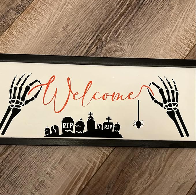 Halloween Stencils Skeleton Boo Ghost Stencil Reusable Halloween Stencils for Painting on Wood Sign Door Mats Fabrics DIY Crafts Decor