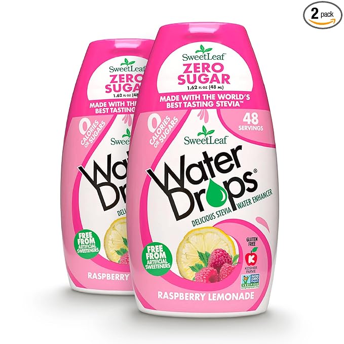 SweetLeaf Water Drops, Raspberry Lemonade – Sugar-Free Water Enhancer Drops, Stevia & Monk Fruit Sweetener Water Flavoring, 1.62 Fl Oz (Pack of 2)