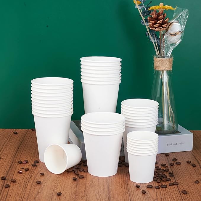 LITOPAK 210 Pack 16 oz Disposable Paper Coffee Cup, Hot/Cold Beverage Drinking Cups for Water, Paper Coffee Cups, White Hot Coffee Cups, Suitable for Party, Picnic, Travel, and Events