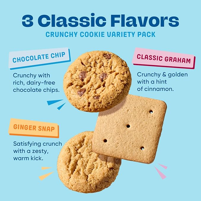 Gluten Free Partake Crunchy Cookies Variety Pack (Chocolate Chip, Ginger Snap, Graham Cracker) - Vegan - Free From the Top 9 Allergens Including Dairy, Wheat, Soy, Eggs, & Peanuts - Non GMO - Safe School & Office Snack (4 Pack, 5.5oz Boxes)