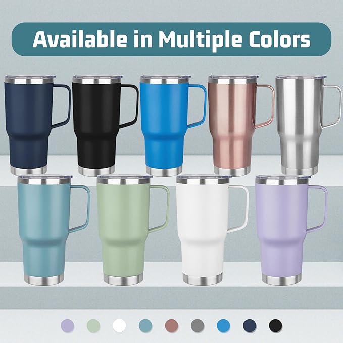 20oz Rose Gold Stainless Steel Insulated Tumbler with Handle, 4 Pack