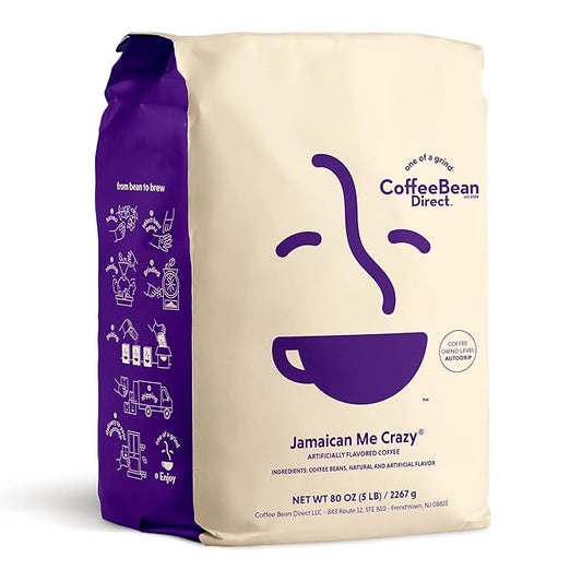 Coffee Bean Direct Jamaican Me Crazy® Flavored, Ground Coffee, 5 Pound Bag (Pack of 1)