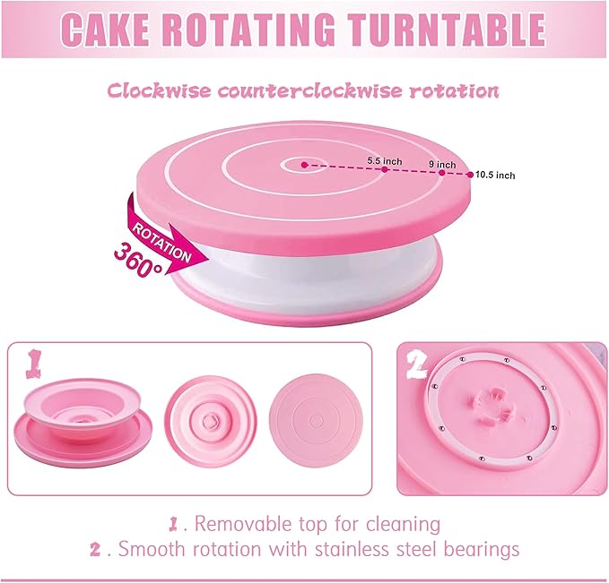 Cake Decorating Supplies Kit Tools 255pcs, Cake Decorating Set with Cake Turntable, 12 Numbered Icing Piping Tips, Cookie Cutters, Icing Smoother & Other Accessories for Cake Decoration (255 PCS)