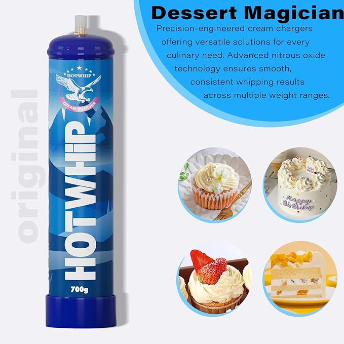Whipped Cream Charger 6x700g 1.1L Tanks Original Flavor Cream Charger 99.99% Purity Food Grade Whip Cream Tank(6 Cylinders)