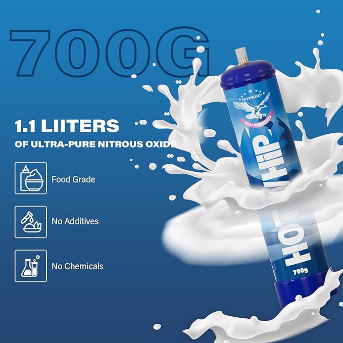 Whipped Cream Charger 6x700g 1.1L Tanks Original Flavor Cream Charger 99.99% Purity Food Grade Whip Cream Tank(6 Cylinders)