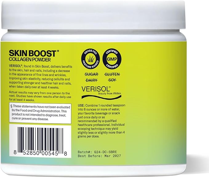 Sparkle Wellness VERISOL Bioactive Hydrolyzed Collagen Peptides | Collagen Powder Supplement with Vitamin C for Skin, Hair & Nail Health | Skin Boost (Orange) [50-Serves]