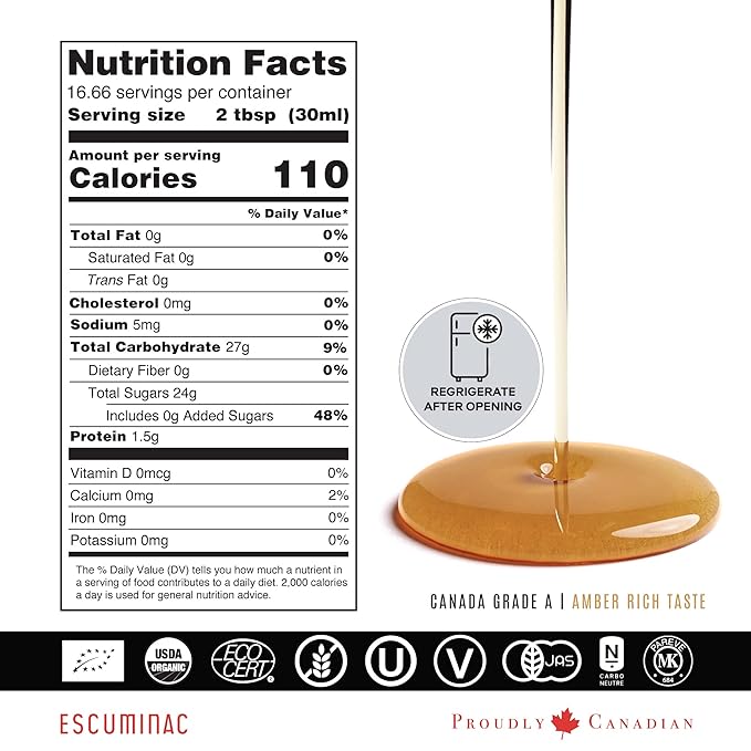 Escuminac Canadian Maple Syrup 500ml | Extra Rare Amber Grade A | Smooth & Rich Taste | Organic Gourmet Gift, Souvenir, Holiday & Birthday Treat, Thanksgiving Essentials