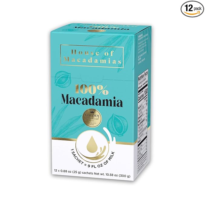 House of Macadamias 100% Macadamia Nut Milk Creamer, Lactose Free Milk, Dairy Free, Vegan, Gluten Free, Soy Free, Unsweetened, Keto Friendly, 12 x 0.88oz