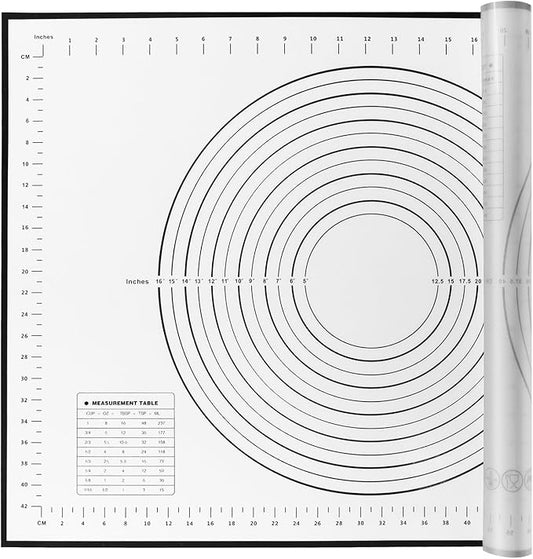 Yansumi Silicone Pastry Mat Extra Large Non-Slip Mat for Rolling Dough Pie Crust and Baking Non-Stick with Measurements (XL, 28"L x 20"W,Black)