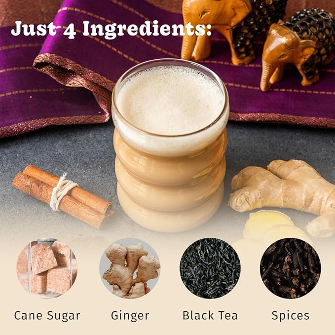 Bhakti Chai Tea Concentrate | Original, Organic Fresh Ginger, Black Tea, Sweetened, Spiced, Dairy-Free, Vegan (Pack of 6)