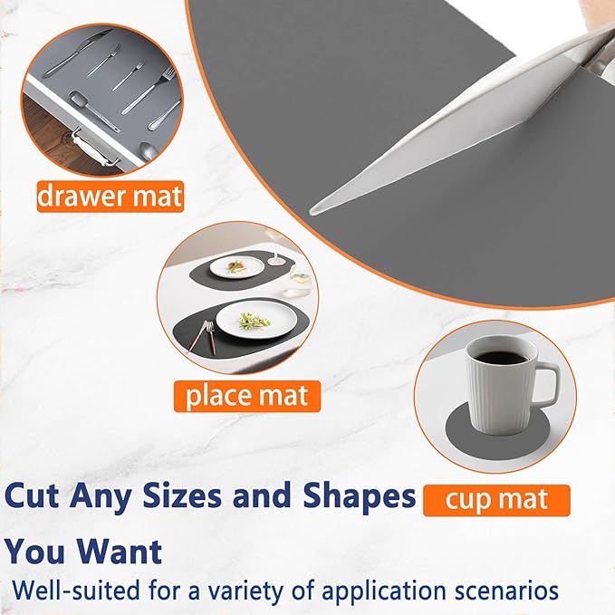23.62"x15.74"(60cmx40cm) Countertop Protector Mat, Silicone Mats for Kitchen Counter, Cuttable Heat Resistant Mats for Counter, Waterproof Silicone Kitchen Island Protector Mat(2Pack, Semitransparent)