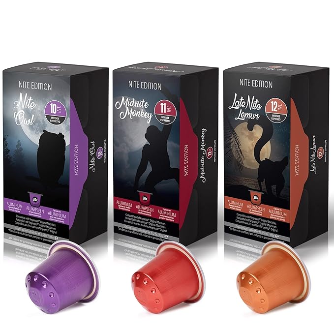 60ct Dark Roast Variety Espresso Pods Compatible with Nespresso Original Machine I Aluminum Capsules - Intensity 10-12 I Ristretto Espresso Lungo