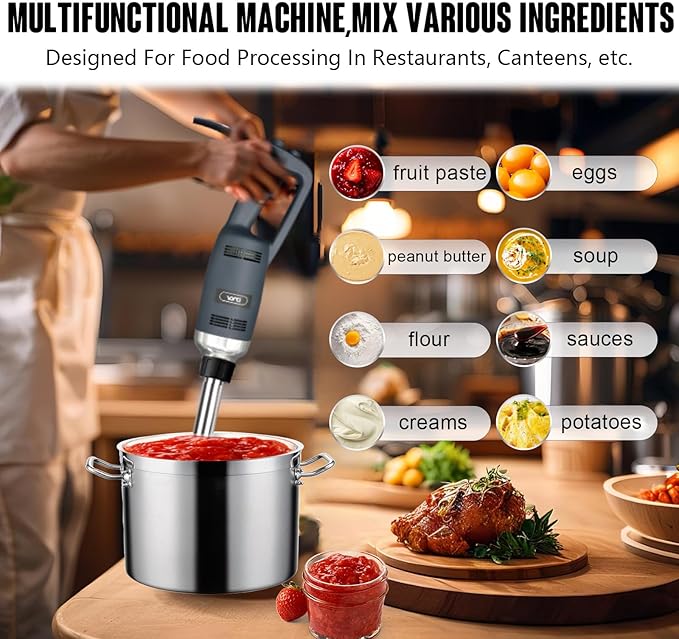 VONCI 750W Commercial Immersion Blender, Extra Heavy Duty Hand Blender with Variable Speed 8000-19000RPM, Handheld Stick Mixer with 22" SUS 304 Shaft, Commercial Emulsifier for Restaurant Kitchen.