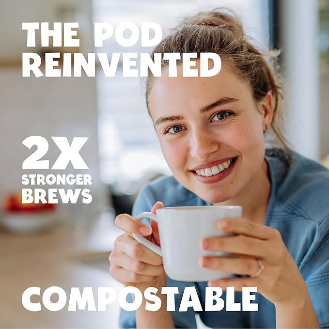 BestCUP Compostable Coffee Pods for Keurig: 16CT Extra Strong Dark Roast Coffee K Cups - Bold Rich With Notes of Chocolate | Compatible With 1.0 Brewers | Plastic-Free | Single-Serve | 16g Arabica