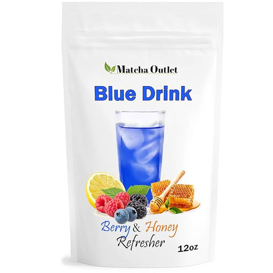 Blue Drink Spirulina Powder, Berry & Honey Refresher 12oz Blue Drink Mix Natural Food Colorant Perfect for Ice Mix Yogurts Baked Treats Loaded Tea Bubble Tea