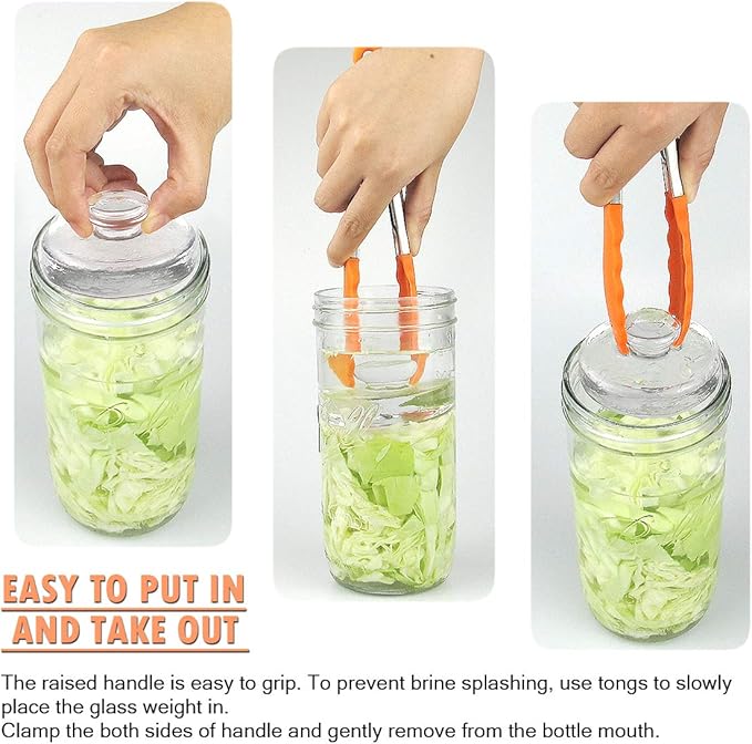 Artcome 5-Pack Glass Fermentation Weights with Easy Grip Handle and Unique Texture Design for Large Wide Mouth Mason Jars