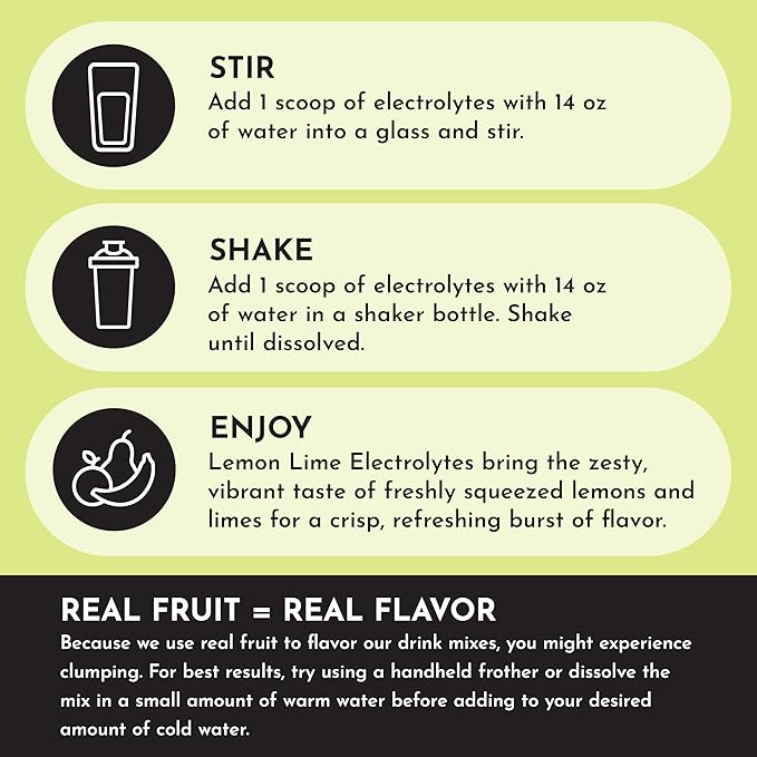 Lemon Lime Electrolytes – 30‑Serving Hydration Drink Mix with Coconut Water, Sea Salt, and Trace Minerals – Supports Energy, Recovery, and Electrolyte Balance*