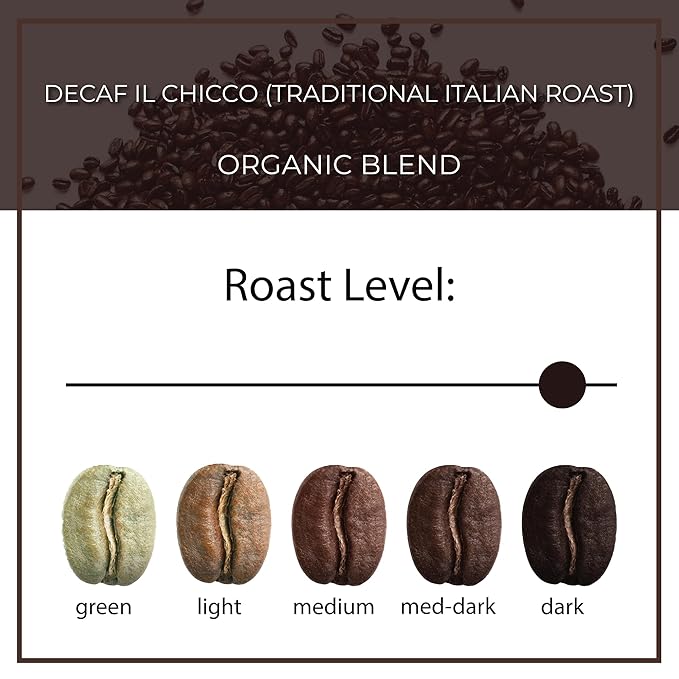 The Bean Organic Coffee Company Water Processed DECAF IL Chicco (Traditional Italian Roast), Dark Roast, Ground Coffee, 5-Pound Bag, Café Molido Tostado Orgánico descafeinado