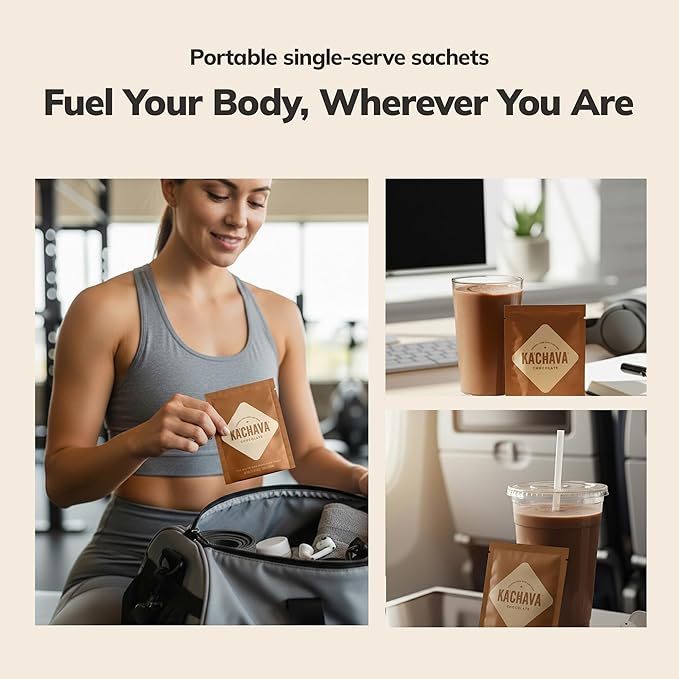 Ka’Chava Whole Body Meal Shake Chocolate – Vegan Protein Powder with 85+ superfoods and ingredients – Plant-Based Meal Replacement with Probiotics & Digestive Enzymes – 5 Sachets Travel Pack (5 Servings)