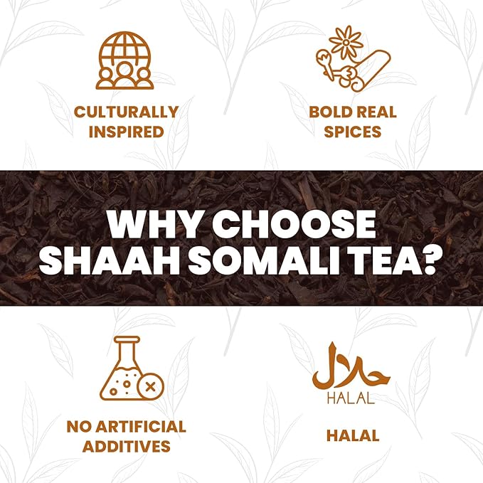 Loose Leaf Chai Black Tea with Ginger, Cardamom & Clove – Spiced African Tea Inspired by Somali Tradition – 4.4oz | Makes 30 Cups | Shaah Organic Tea Blend