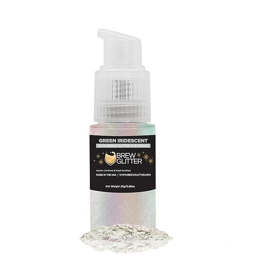 Green Iridescent Brew Glitter Edible Glitter for Drinks, Cocktails, Beer, Garnish Glitter & Beverages || 100% Edible & Food Grade | Vegan, Gluten, Nut Free (25g Spray Pump, Green Iridescent)