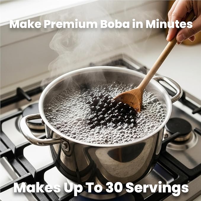 Black Tapioca Boba Pearls for Bubble & Milk Tea Unsweetened - 2.2 Lbs 20-30 Servings - Premium Chewy Black Tapioca Boba Bubbles For Beverages & Dessert Toppings For Pro Tea & Coffee Shops & Home Use