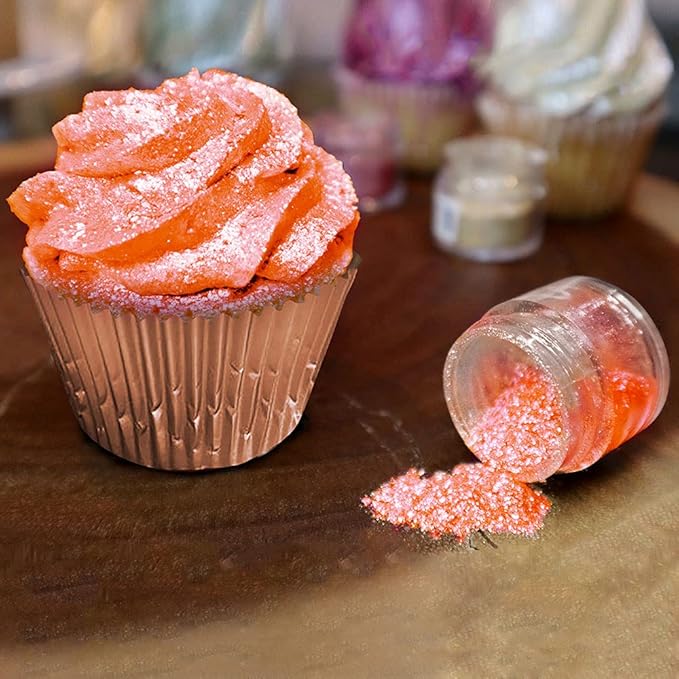 BAKELL Peach Edible Glitter, 45 Grams | TINKER DUST Edible Glitter | KOSHER Certified | 100% Edible Glitter | Cakes, Cupcakes, Cake Pops, Drinks, Dessert Vegan Glitter & Dusts (45g Shaker, Peach)
