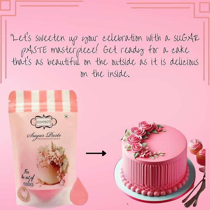 Confect Old Rose Pink Fondant for Cake Decorating Fondant, Smooth & Pliable Icing for Cakes, Cupcakes & Sugarcraft | Vegan, Gluten-Free, Nut-Free, Palm Oil-Free – 8.8 Oz