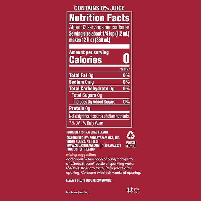 SodaStream bubly Drops, Raspberry, 1.36oz (Pack of 3)