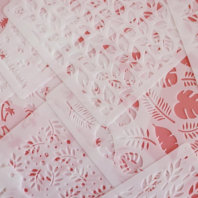 16 Pcs 5.5x5.5in Cookie Stencil Baking Stencils for Royal Icing Cookies, Airbrush Cookies; Sugar Cookie Stencils,Craft Painting Stencil, Stencil Genie Stencils (Leaves)