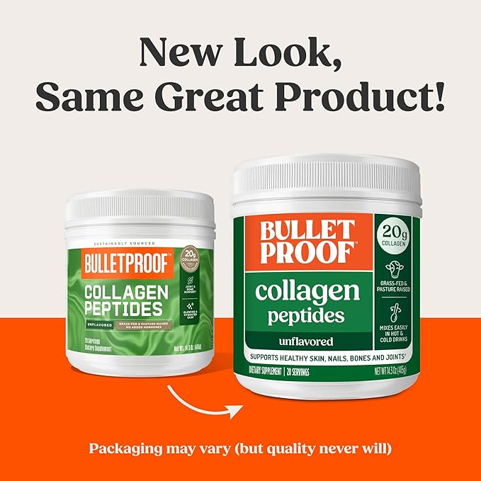 Bulletproof Unflavored Collagen Peptides Powder, 17.6 Ounces, Grass-Fed Collagen Protein and Amino Acids for Skin, Bones and Joints