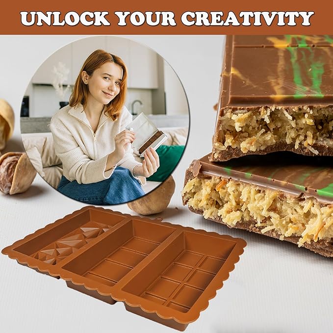 Deep Chocolate Bar Mold 1.2 inch Kataifi Pistachio Dubai Chocolate Bar Kit Thick Silicone Molds for Stuffed Bar Large Big Candy Bar Mould for Filling