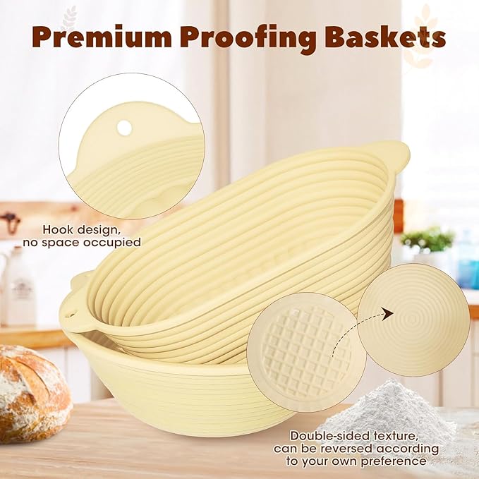 30 Pcs Sourdough Starter Kit,MQFORU Sourdough Bread Baking Supplies with 10" Round & 10" Oval baskets,Silicone Sourdough Bread Kit,Sour Dough Starter Kits for Bakers Wife Mom Women