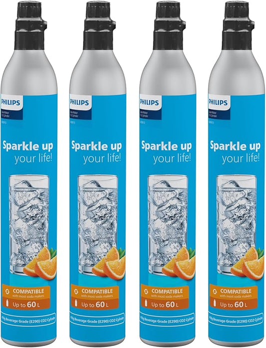CO2 Canisters for Soda Maker, Philips 60L Threaded Refill Co2 Cylinder for Carbonated Water Machine, Compatible with All Screw-In Sparkling Water Maker, Refillable Co2 Cartridges