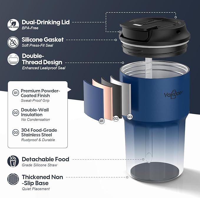 16 oz Coffee Insulated Tumbler with Lid and Flip Straw, Leak-Proof Food Grade 304 Stainless Steel Travel Coffee Mug, Double Wall Vacuum Cup for Hot and Cold Drinks (Pink)