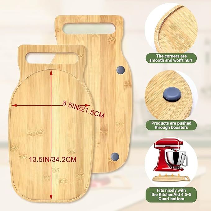 Mixer Slider Compatible with Kitchen aid Bowl Lift 4 .5-5 Qt Stand Mixer Natural Bamboo - Kitchen Countertop Storage Mover Sliding Caddy for Kitchen Aid 4 .5-5 Qt Mixer (Natural)