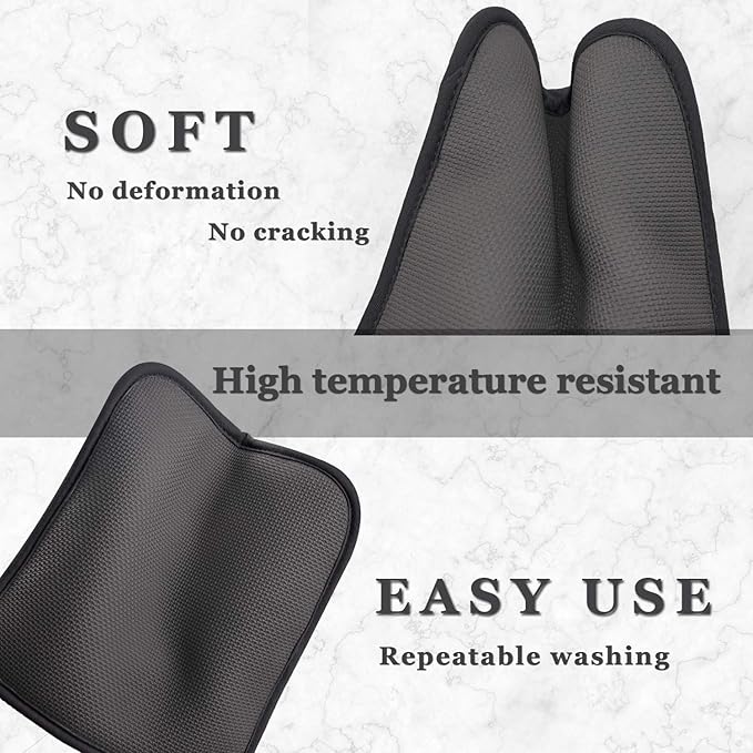 Cotton and Neoprene Oven Pads Pot Holders with Pocket 8"x8.5" Dual-Function Hot Pad Set for Finger Hand Wrist Protection Heat Resistant to 428°F Black