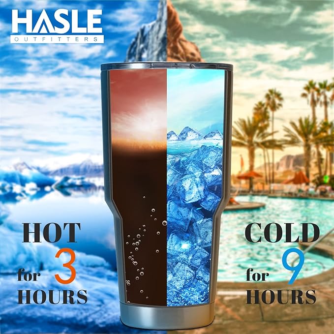 HASLE OUTFITTERS 30oz Stainless Steel Tumbler, Double Wall Vacuum Insulated Travel Mug Tumbler, Durable Insulated Coffee Mug, Gift Box Set (White, 8)
