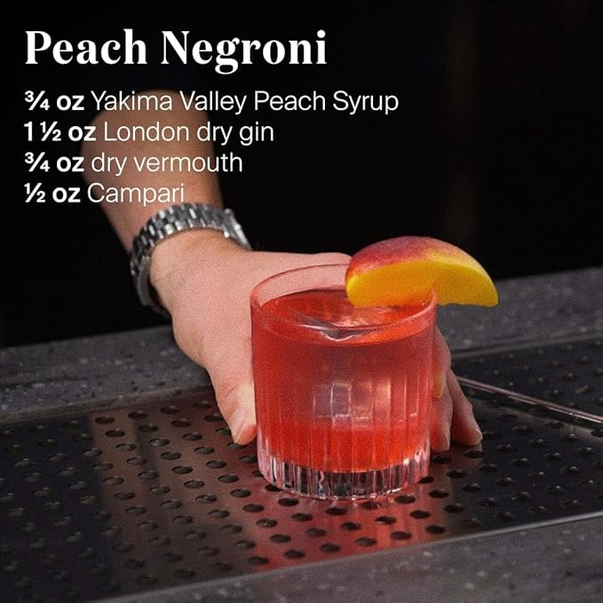 Liber & Co. Peach Syrup - Craft Cocktail Mixer with 60% Peach Juice from Yakima Valley Peaches - Essential for Bellinis, Whiskey Smashes & Bourbon Cocktails - Makes 50 Drinks (25.4 oz)