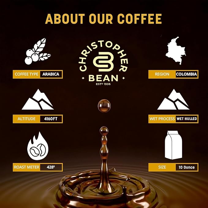 Christopher Bean Coffee - Certified Kosher - Decaf Ground Universal Drip Blueberry Crumble Flavored Coffee| Flavored Coffee with Medium Roast 100% Arabica, No Sugar, No Fats, Non-GMO | 10-Ounce